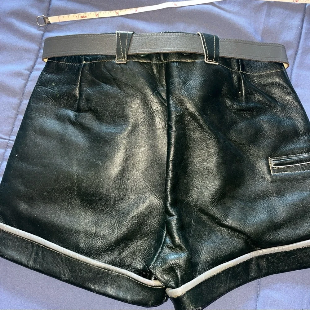 Kids Black and Gray Lederhosen Costume Shorts Leather